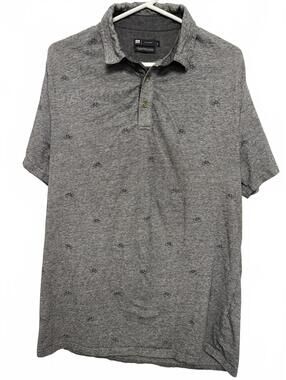 Le 31 Par Simons Grey Organic Stretch Cotton Polo Shirt W/ Bicycle Print, Large